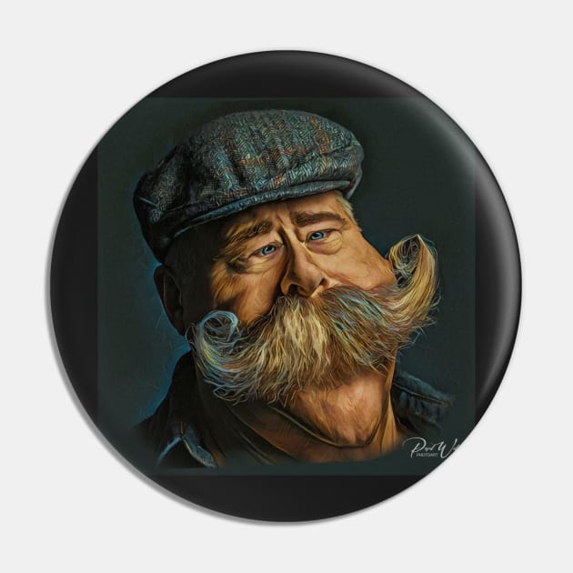Meet Mr. Handlebars - Funny Face - Caricature Pin by Wilcox PhotoArt