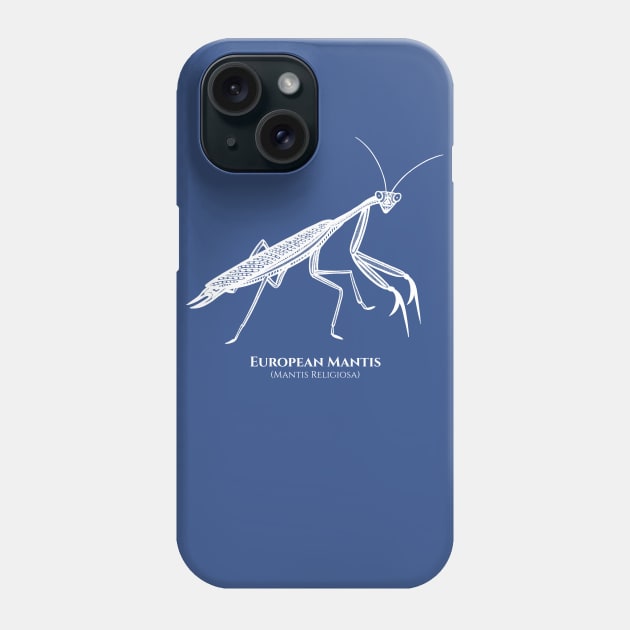 European Mantis design with Common and Scientific Names Phone Case by Green Paladin