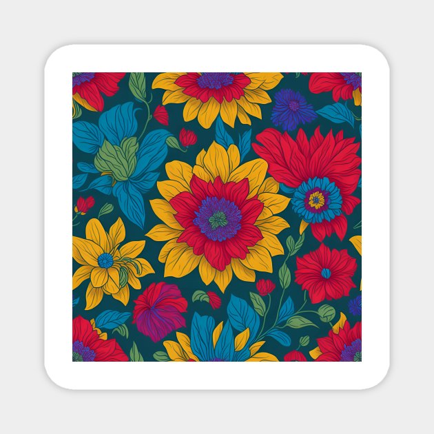 floral pattern design, flower art Magnet by emofix