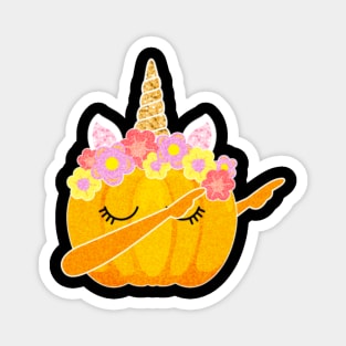 Cute Dabbing Pumpkin Unicorn Halloween Magnet