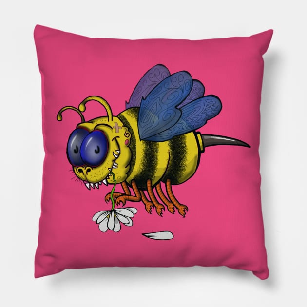 Monster Bumble Bee Pillow by wolfmanjaq