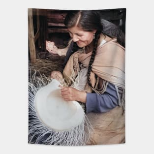 Colorized Vintage photo of Ecuador Weaver Tapestry