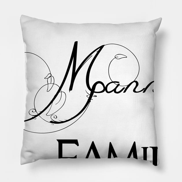 The Mann Family ,Mann Surname Pillow by Francoco