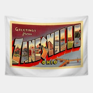 Greetings from Zanesville Ohio - Vintage Large Letter Postcard Tapestry