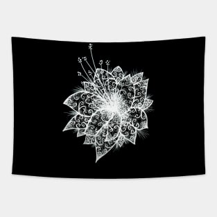 White Orchid Lineart Tapestry