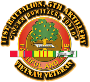 1st Battalion, 5th Artillery (105mm Howitzer, Towed) with SVC Ribbon Magnet