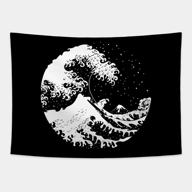 Dizzy ride on The Great wave off Kanagawa Tapestry by AnnArtshock