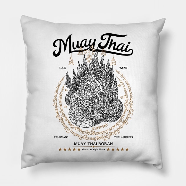 The Serpents Muay Thai Kickboxing Tattoo Pillow by KewaleeTee