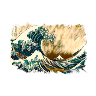 The Great Wave Off Kanagawa Abstract Ukiyo-e Hokusai Japanese Manga Art T-Shirt
