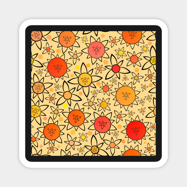 Flower Suns Warm on Warm Beige Repeat 5748 Magnet by ArtticArlo