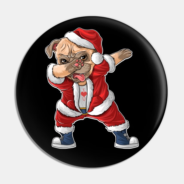 Dabbing Dog Santa Hat Christmas Pin by DragonTees