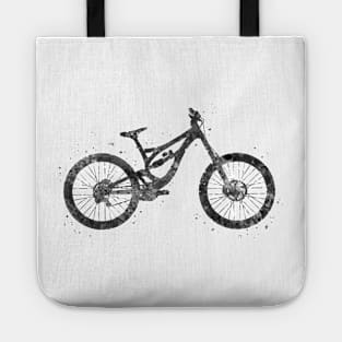 Downhill mountain bike black and white Tote