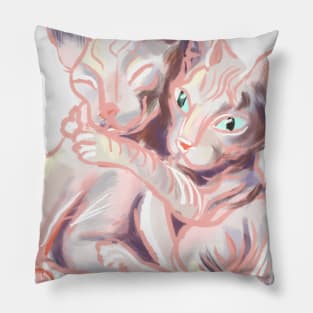 Two sphynx cats, cat lover gift Pillow