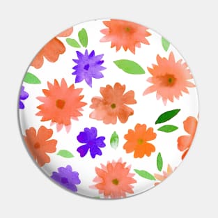 Loose floral pattern - orange and purple Pin
