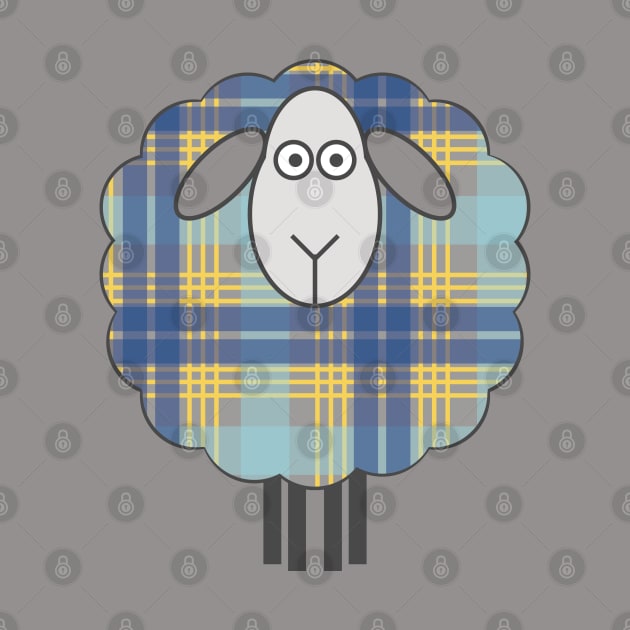 Scottish Blue and Yellow Tartan Patterned Sheep by MacPean