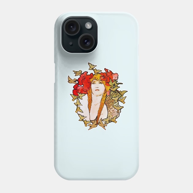 Art Nouveau Bird Girl Phone Case by Marccelus