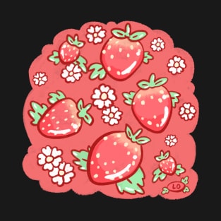 Strawberries and Blossoms - Berry T-Shirt