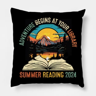 Adventure Begins At Your Library Summer Reading 2024 Vintage Pillow