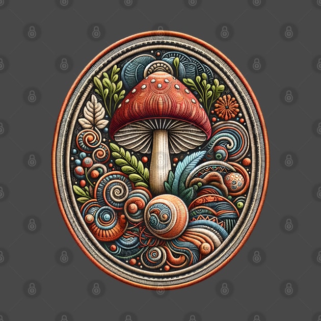 Peachy Mushroom Embroidered Patch by Xie