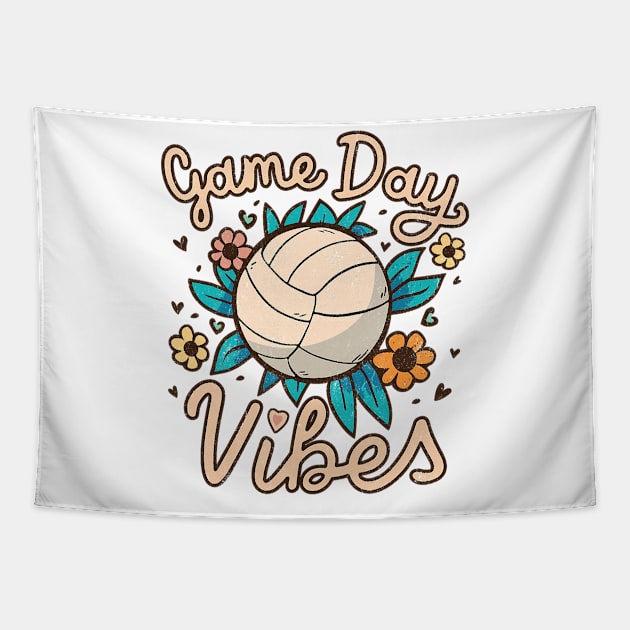 Volleyball Mom Game Day Vibes For Women Girls Teens Tapestry by Mitsue Kersting