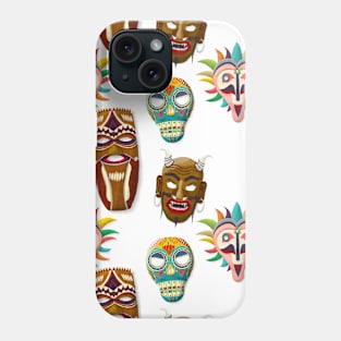 Watercolor tribal masks pattern Phone Case