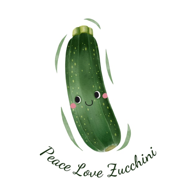 Peace Love Zucchini Watercolor Cute by DesignArchitect