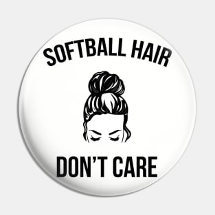 Softball Hair Don't Care Messy Bun Ball Player Pin