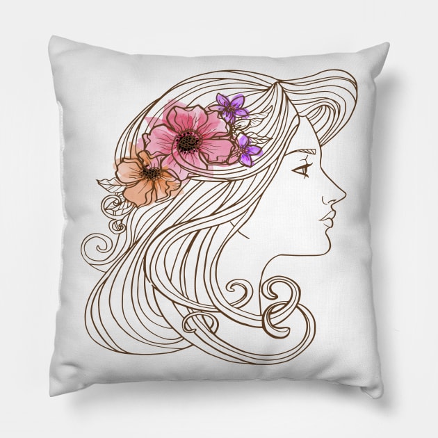 Woman Silhouette Pillow by Mako Design 