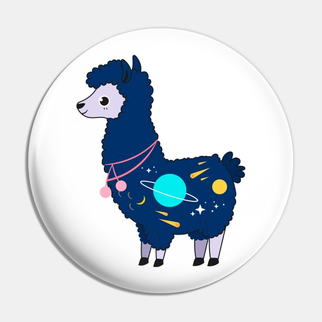 Kawaii Galaxy Alpaca Pin by IstoriaDesign