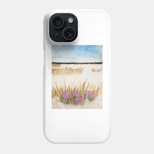 Crocuses on a snowy Prairie Phone Case by Kim-Pratt