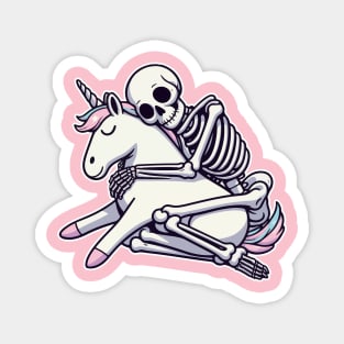 skeleton cuddling unicorn Magnet