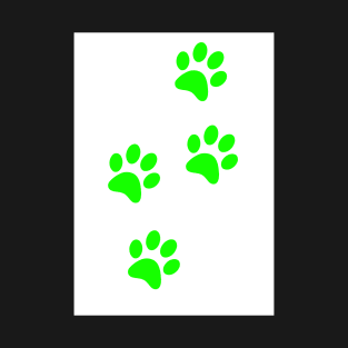 Light Green Pawprints on White T-Shirt