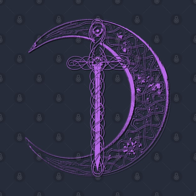 Purple Celtic Moon and Sword by Packrat