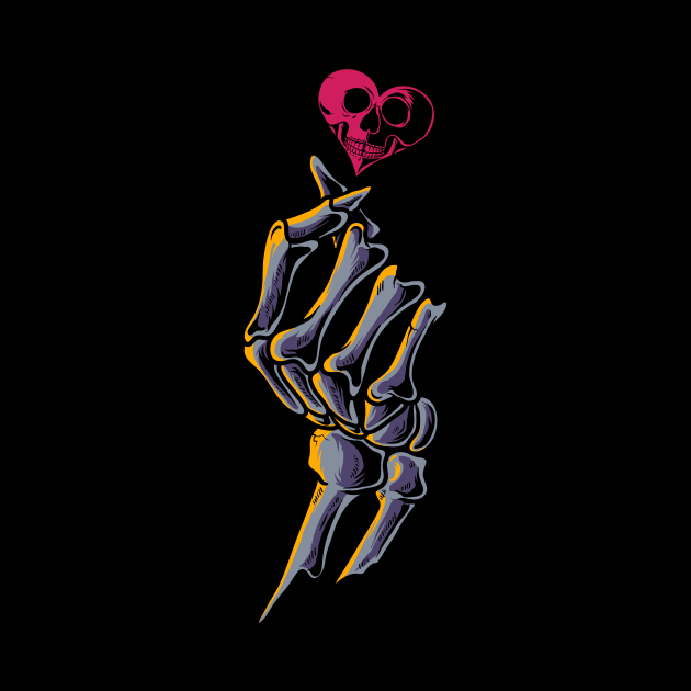 Skeleton Hand Korean Finger Heart Pink Skull Heart by anubis1986