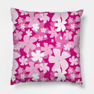 White floral pattern against pink background Pillow