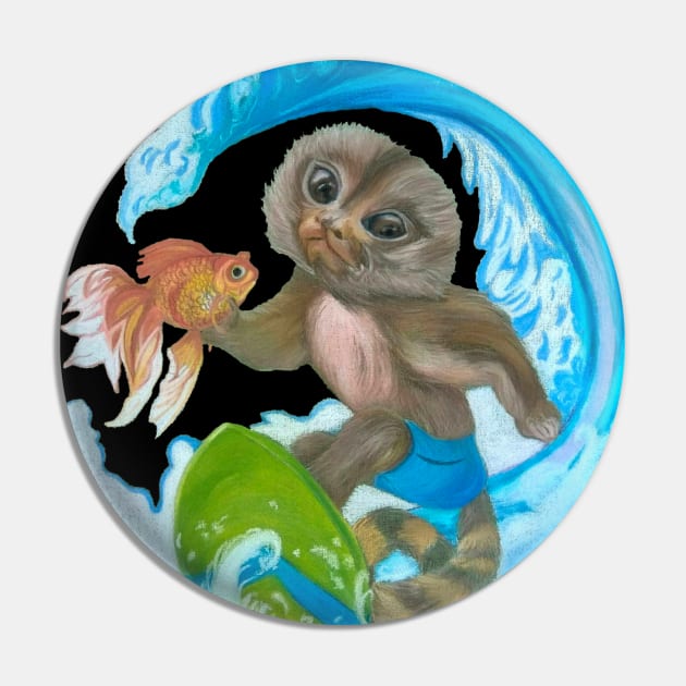 Pygmy Marmoset - Surfer - Superhero Pin by mariasibireva