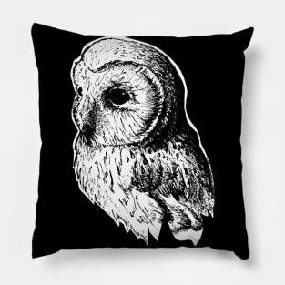 ink owl drawing - vintage style wildlife inspired art Pillow