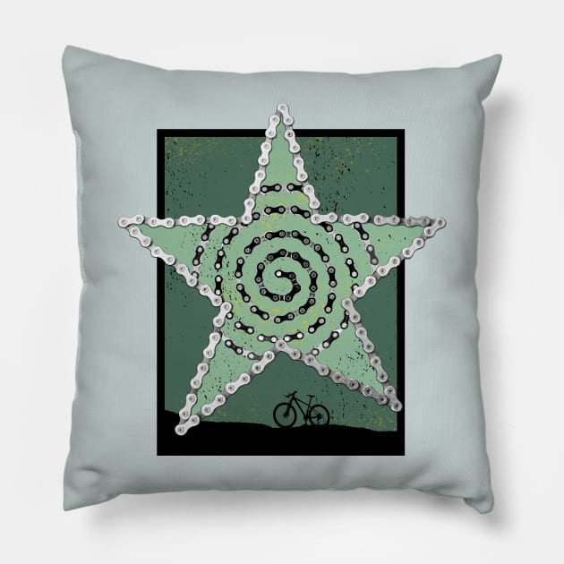 Mountain Bike Shining Bike Chain Star Pillow by NeddyBetty