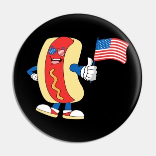 Patriotic Hot dog American Flag USA Funny 4th Of July Fourth Pin