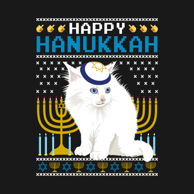 Happy Hanukkah Cat Jewish Holiday Ugly Hanukkah Chanukah by paynegabriel