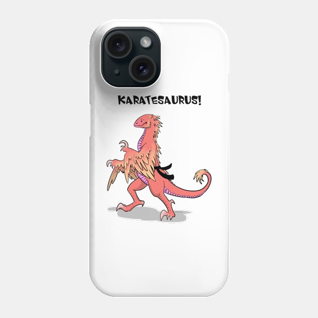 Karatesaurus - orange for bright backgrounds Phone Case by RubyMarleen