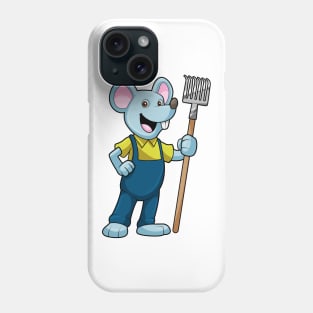 Mouse as Farmer with Rake Phone Case