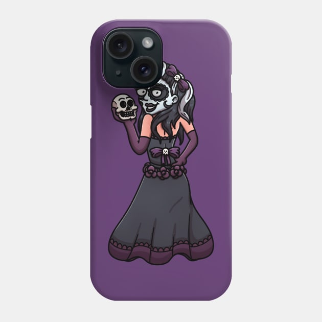 Sugar Skull Girl Phone Case by TheMaskedTooner