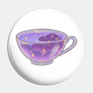 Magical soft night clouds tea cup sticker Pin