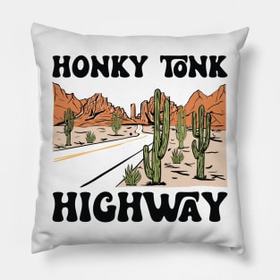 Vintage Honky Tonk Highway Southern Western Pillow