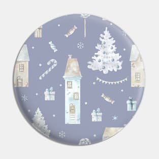 Trendy Pastel Xmas Pattern Winter Snow Christmas Pin