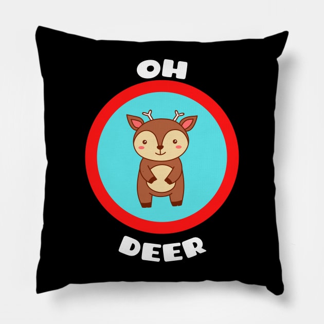 Oh Deer - Deer Pun Pillow by Allthingspunny