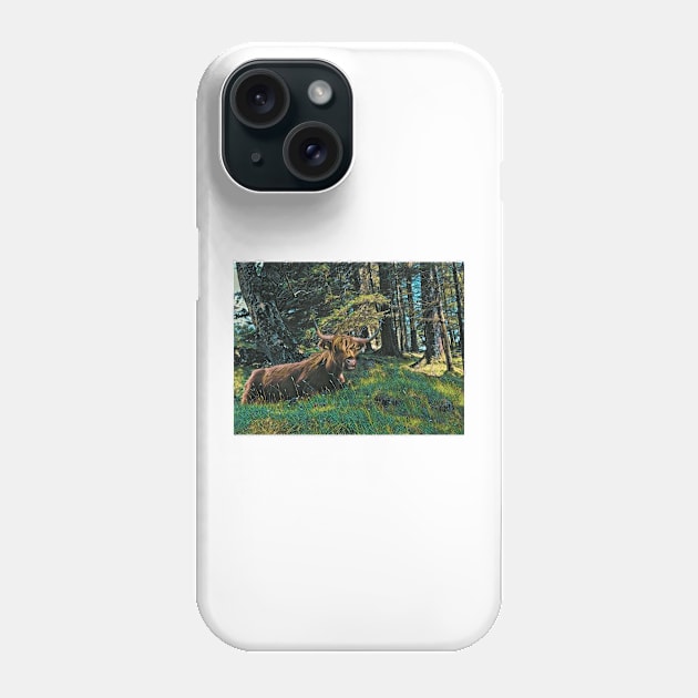 Highland Cow on Mull Phone Case by AndythephotoDr