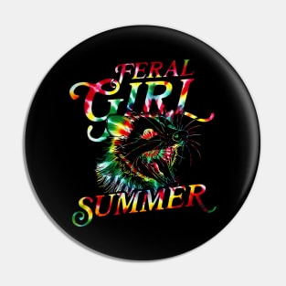 feral girl summer funny possum juneteenth rasta tie dye Pin