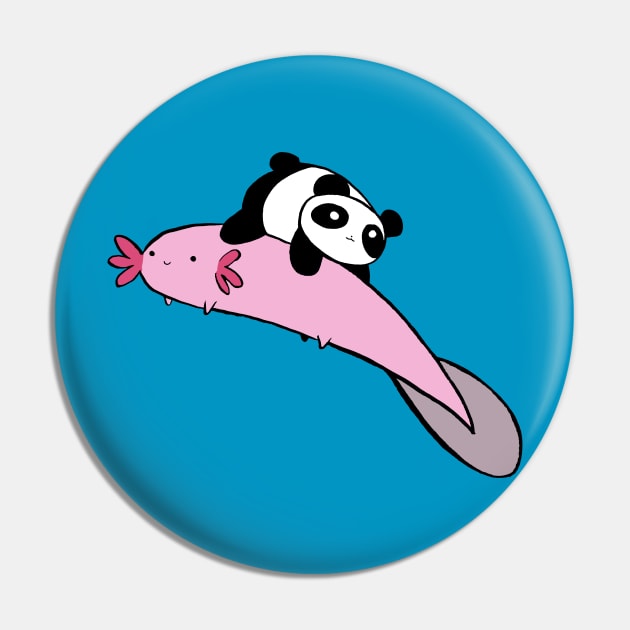 Little Panda and Big Axolotl Pin by saradaboru